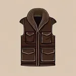 dark brown field vest with fur-lined collar image